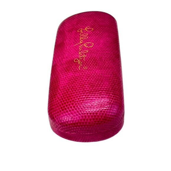 Lilly Pulitzer Pink Hard Shell Eyeglasses Sunglasses Case Gold Color Lettering - Picture 2 of 14